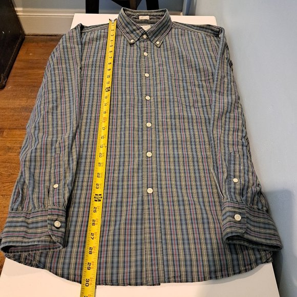 J. Crew Men's Large Tailored Fit Long Sleeve Button Down Plaid Shirt - Picture 11 of 12